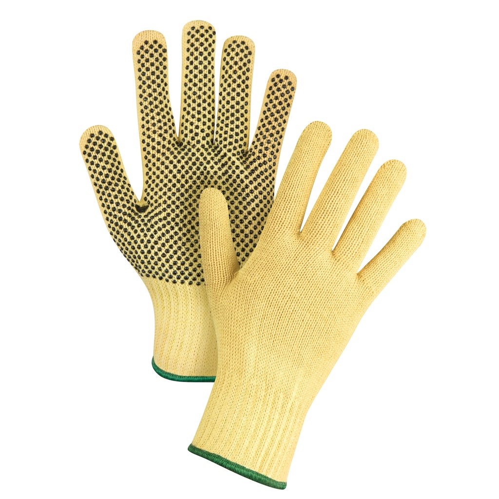[ZEN-SFP797] Gants tricotés sans couture à pois taille Moyen/8 Kevlar(MD) paume enduite de PVC