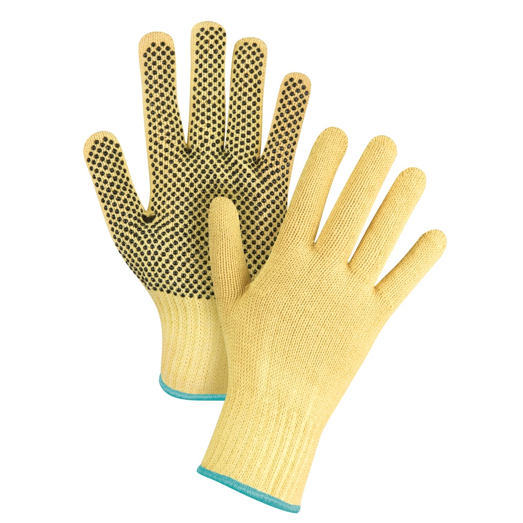[ZEN-SFP799] Gants tricotés sans couture à pois taille T-Grand/10 Kevlar(MD) paume enduite de PVC