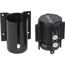 Barrière de foule à ruban rétractable magnétique, fixation murale, noir ruban noir de 7'