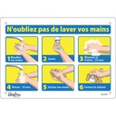Enseigne "N'oubliez pas de laver vos mains" Aluminium 10" x 7"