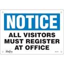 Enseigne «All Visitors Must Register» Aluminium 10" x 7"