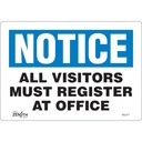 Enseigne «All Visitors Must Register» Vinyle 10" x 7"