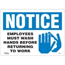 Enseigne «Employees Must Wash Hands» Vinyle 14" x 10"
