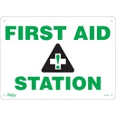 Enseigne «First Aid Station» Plastique 14" x 10"