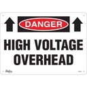 Enseigne «High Voltage Overhead» Plastique 14" x 10"
