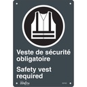 Enseigne «Port du dossard obligatoire/Safety Vest Required» Aluminium 7" x 10"