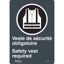 Enseigne «Port du dossard obligatoire/Safety Vest Required» Vinyle 7" x 10"