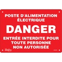 Enseigne «Poste D'Alimentation Électrique» Aluminium 10" x 7"