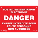 Enseigne «Poste D'Alimentation Électrique» Plastique 10" x 7"