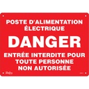 Enseigne «Poste D'Alimentation Électrique» Plastique 14" x 10"
