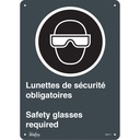 Enseigne «Safety Glasses Required/Lunettes de sécurité obligatoires» Aluminium 10" x 14"