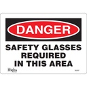 Enseigne «Safety Glasses Required» Vinyle 10" x 7"