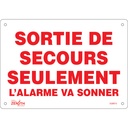 Enseigne «Sortie De Secours» Aluminium 10" x 7"