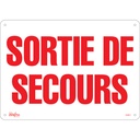 Enseigne «Sortie De Secours» Plastique 14" x 10"