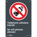 Enseigne «Téléphone cellulaire interdit /No Cell Phones» Plastique 7" x 10"