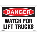 Enseigne «Watch For Lift Trucks» Aluminium 14" x 10"