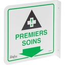 Enseigne à projection sur 90° « Premiers Soins » Plastique 8" x 8"