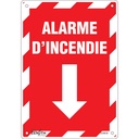 Enseigne avec flèche «Alarme D'Incendie» Plastique 7" x 10"