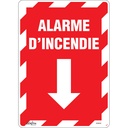 Enseigne avec flèche «Alarme D'Incendie» Vinyle 10" x 14"