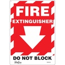 Enseigne avec flèche vers le bas «Fire Extinguisher Do Not Block» Vinyle 7" x 10"