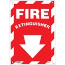 Enseigne avec flèche vers le bas «Fire Extinguisher» Plastique 7" x 10"