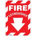 Enseigne avec flèche vers le bas «Fire Extinguisher» Plastique 10" x 14"