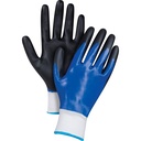 Gants enduits noir & bleu taille Grand Nylon paume enduite de Mousse de nitrile